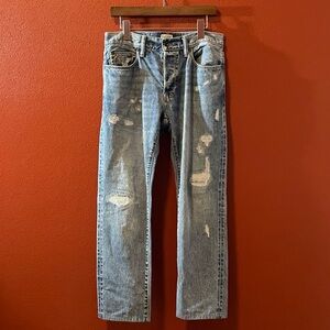 Todd Snyder Men’s Slim Flit Light Blue Distressed Wash 12.5 Selvedge Denim Jeans